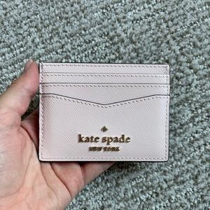 Kate Spade Blush Pink Cardholder with Silver Hearts